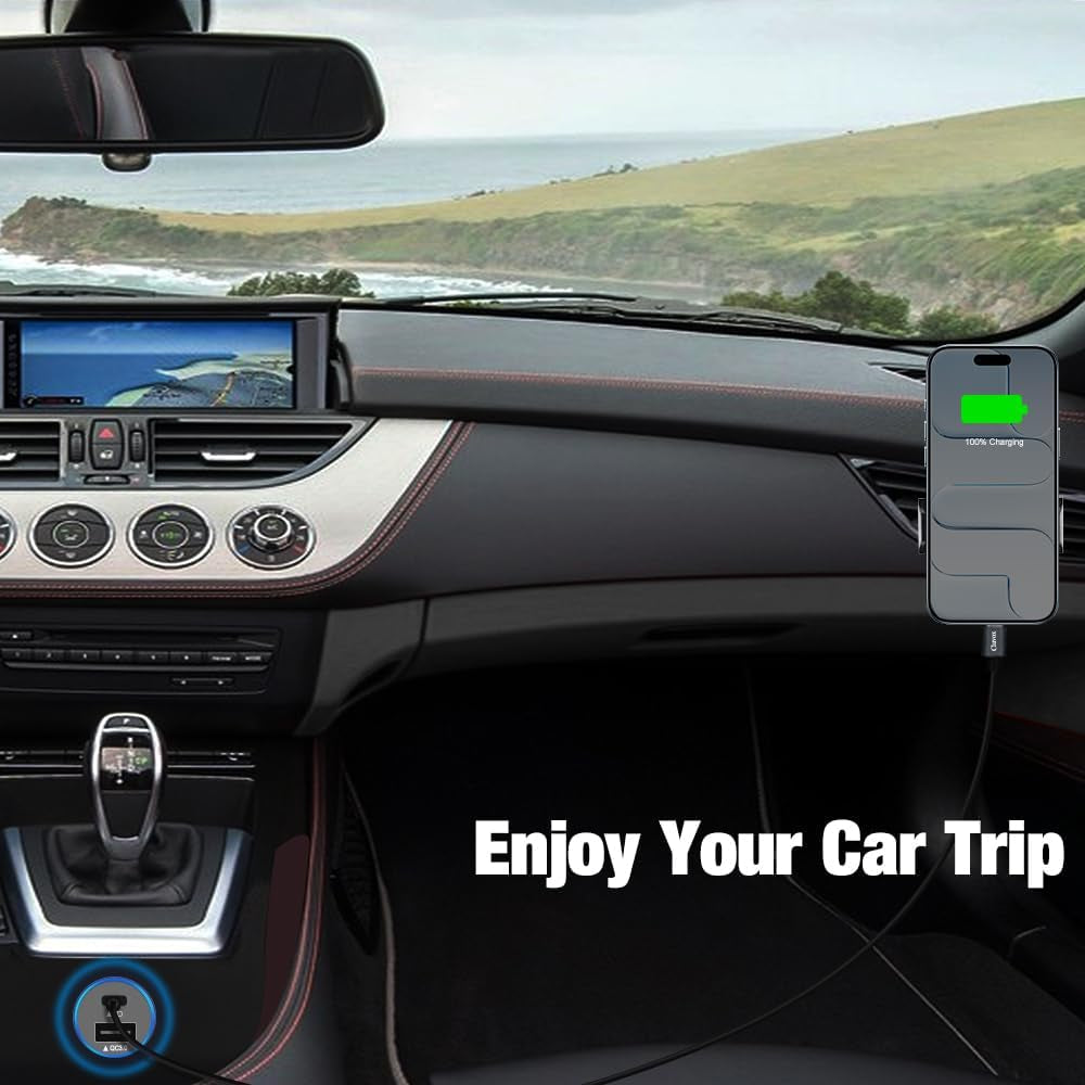 38W USB C Car Charger Adapter, 20W Fast USB-C & 18W Rapid QC3.0 Ports, 12V Cigarette Lighter Adapter for Iphone 17/16 /15, Google Pixel, Samsung, Android Phones Auto Accessories for Men - Gray