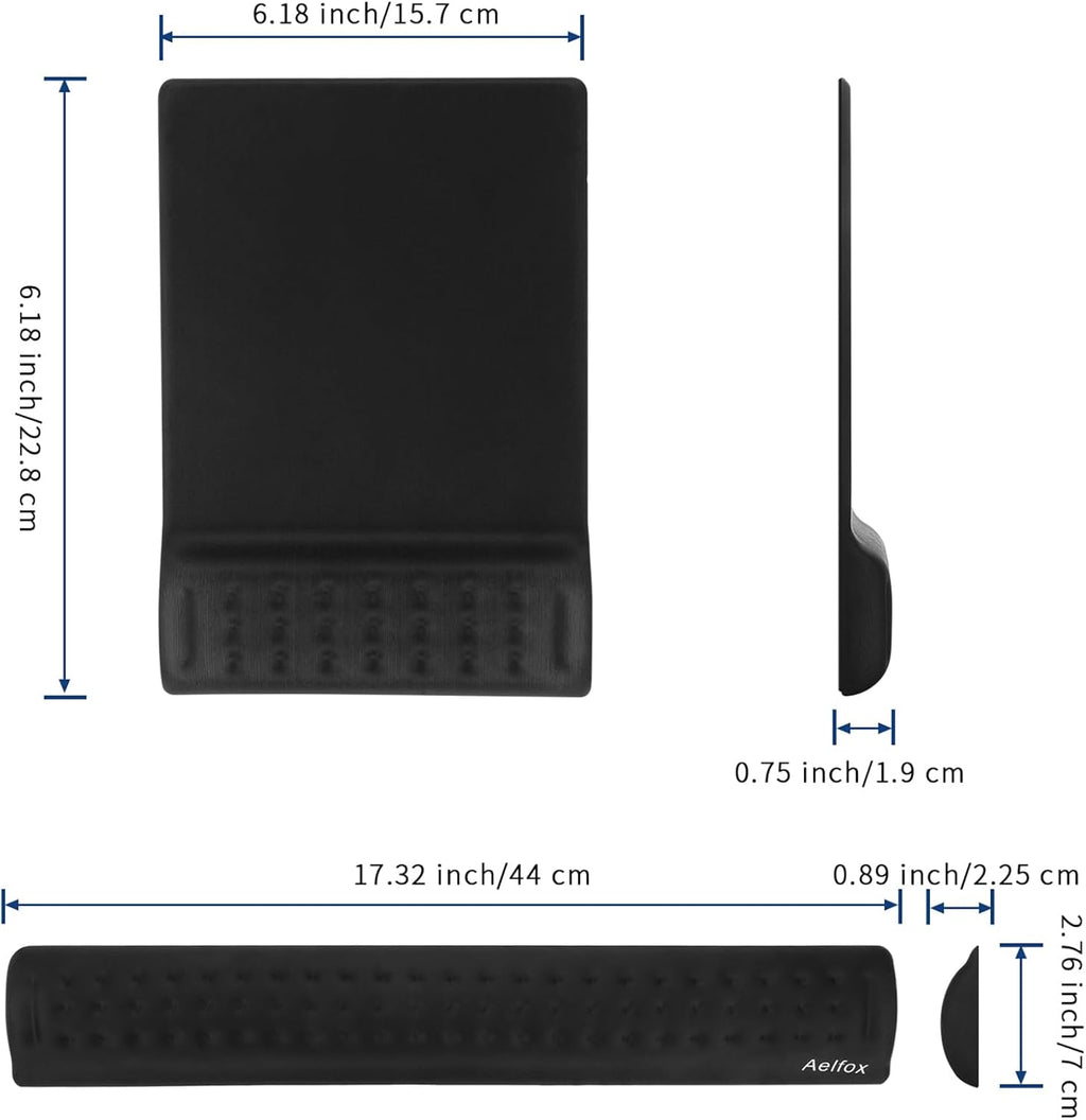 Keyboard Wrist Rest & Mouse Pad with Wrist Support Set, Memory Foam Ergonomic Wrist Pad for Computer Keyboard Laptop Wrist Rest, Arm Rest for Desk Accessories in Home Office School(Black)