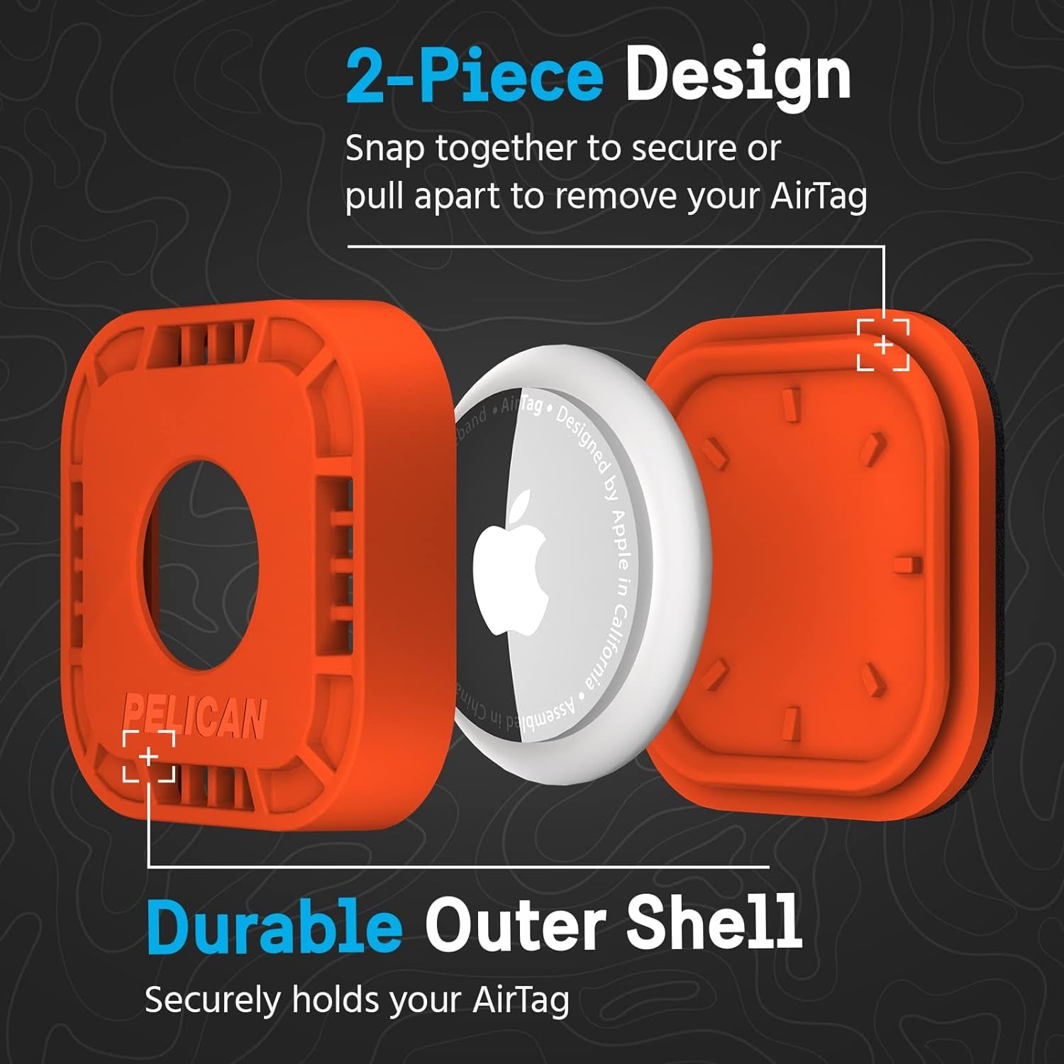 Protector 1-Pack Airtag Holder - Air Tag Case with 3M Adhesive Sticker - Rugged Shockproof Airtag Cover - Hidden Air Tag Holder Stick on Mount for Travel Luggage Bike Car Remote - Orange