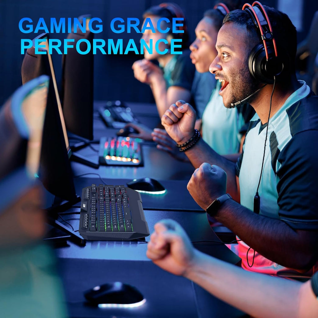 K32 Wireless Gaming Keyboard RGB with Wrist Rest - Long-Lasting Rechargeable Battery - Quick and Quiet Typing - Water Resistant Backlit Wireless Keyboard for PC PS5 PS4 Xbox One Mac - Black