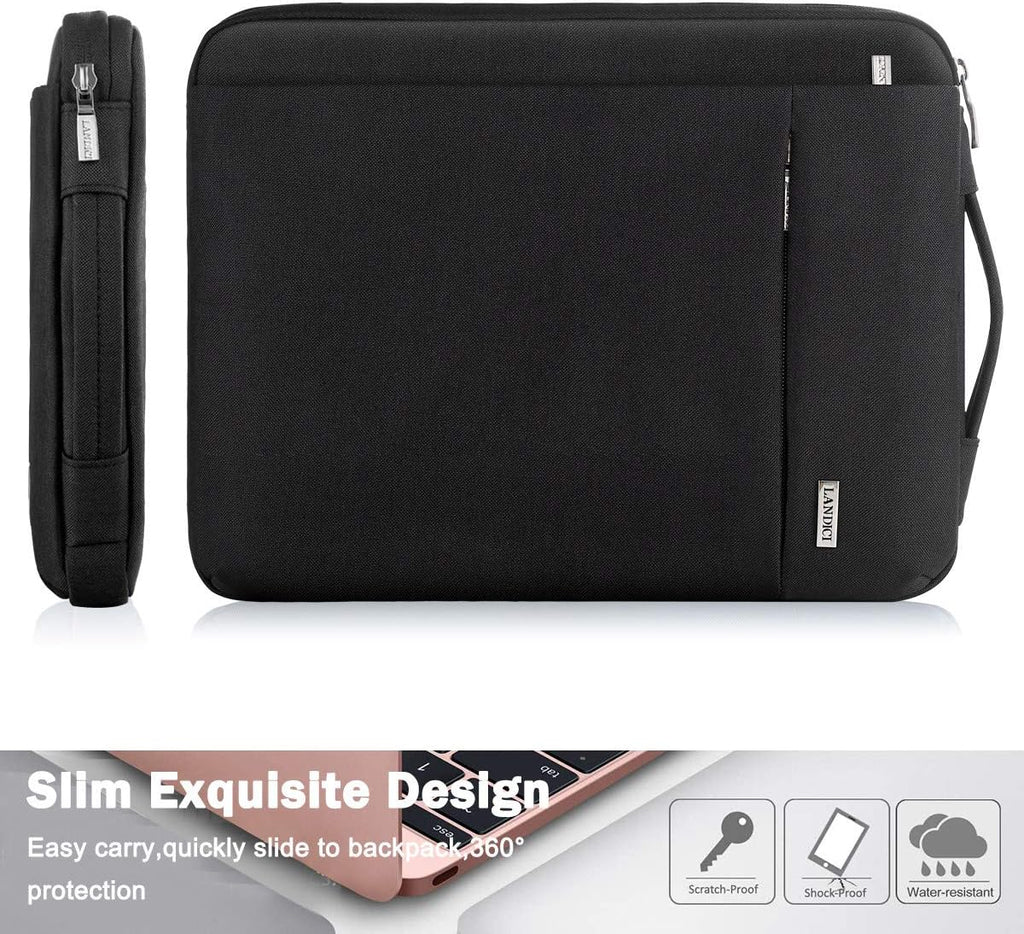 360° Protective Laptop Sleeve 11.6 Inch for Surface Pro 7 8 9/Laptop Go 2 3, Macbook Air 11, Small Computer Bag Carrying Case for 11-12 Inch Chromebook, Slim, Shockproof, Waterproof, Black
