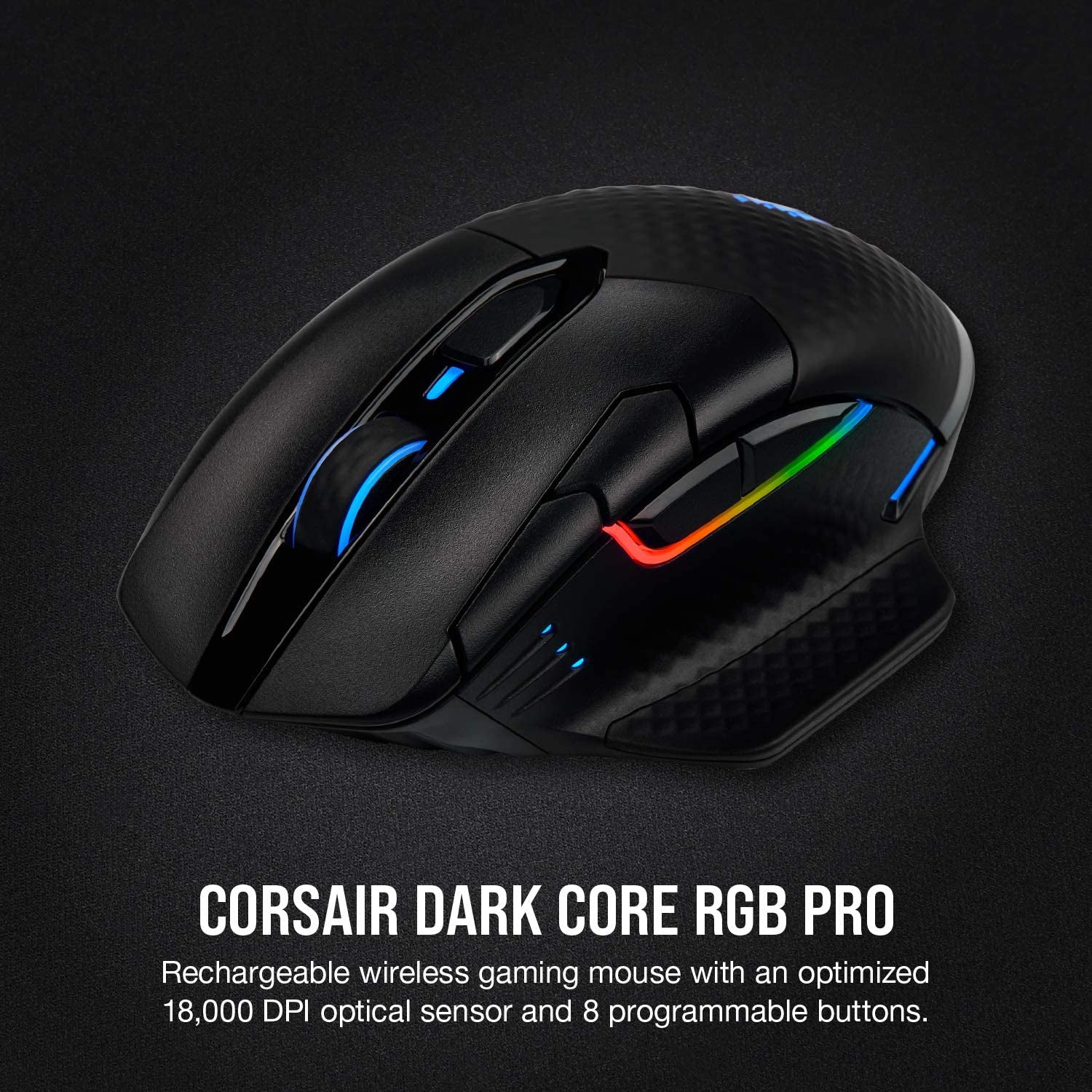 Dark Core RGB Pro, Wireless FPS/MOBA Gaming Optical Mouse with Slipstream Technology, Black, Backlit RGB LED, 18000 DPI, Optical,Ch-9315411-Na
